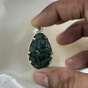 Handcarved Emerald Ganesha Pendant 37carats
