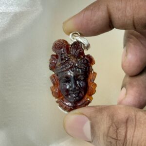 Natural Hessonite Garnet Shreenathji Pendant 85carats