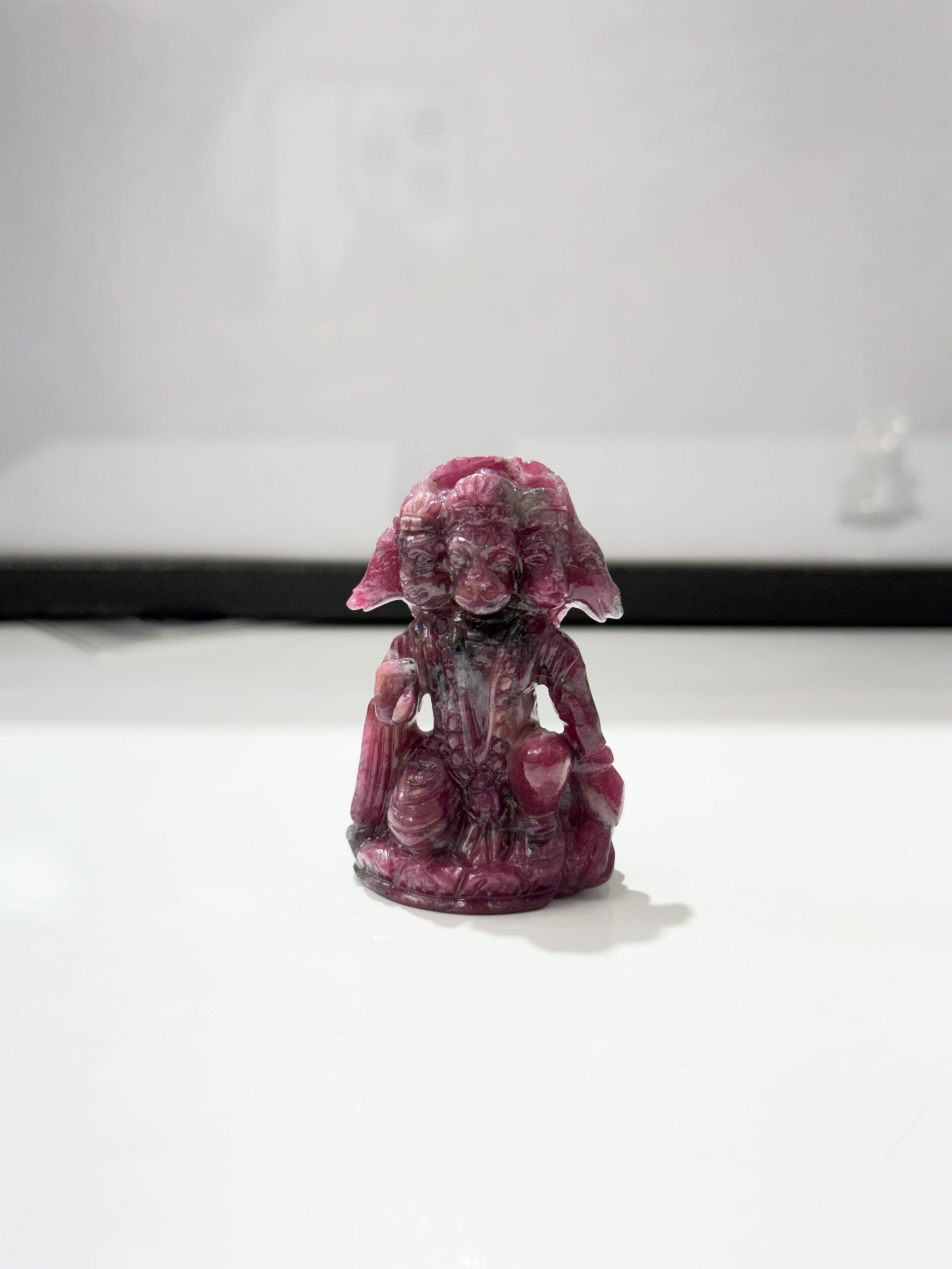 Natural Unheated Ruby Hand Carved Panchmukhi Hanuman Idol (243.46 Cts) – Certified Gemstone Carving - Image 2