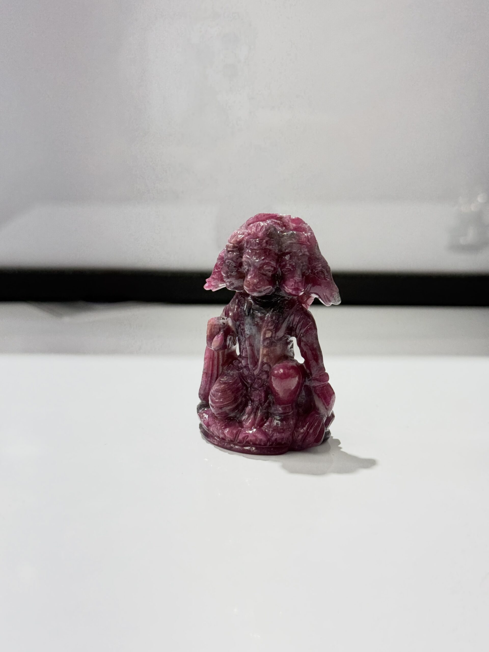Natural Unheated Ruby Hand Carved Panchmukhi Hanuman Idol (243.46 Cts) – Certified Gemstone Carving