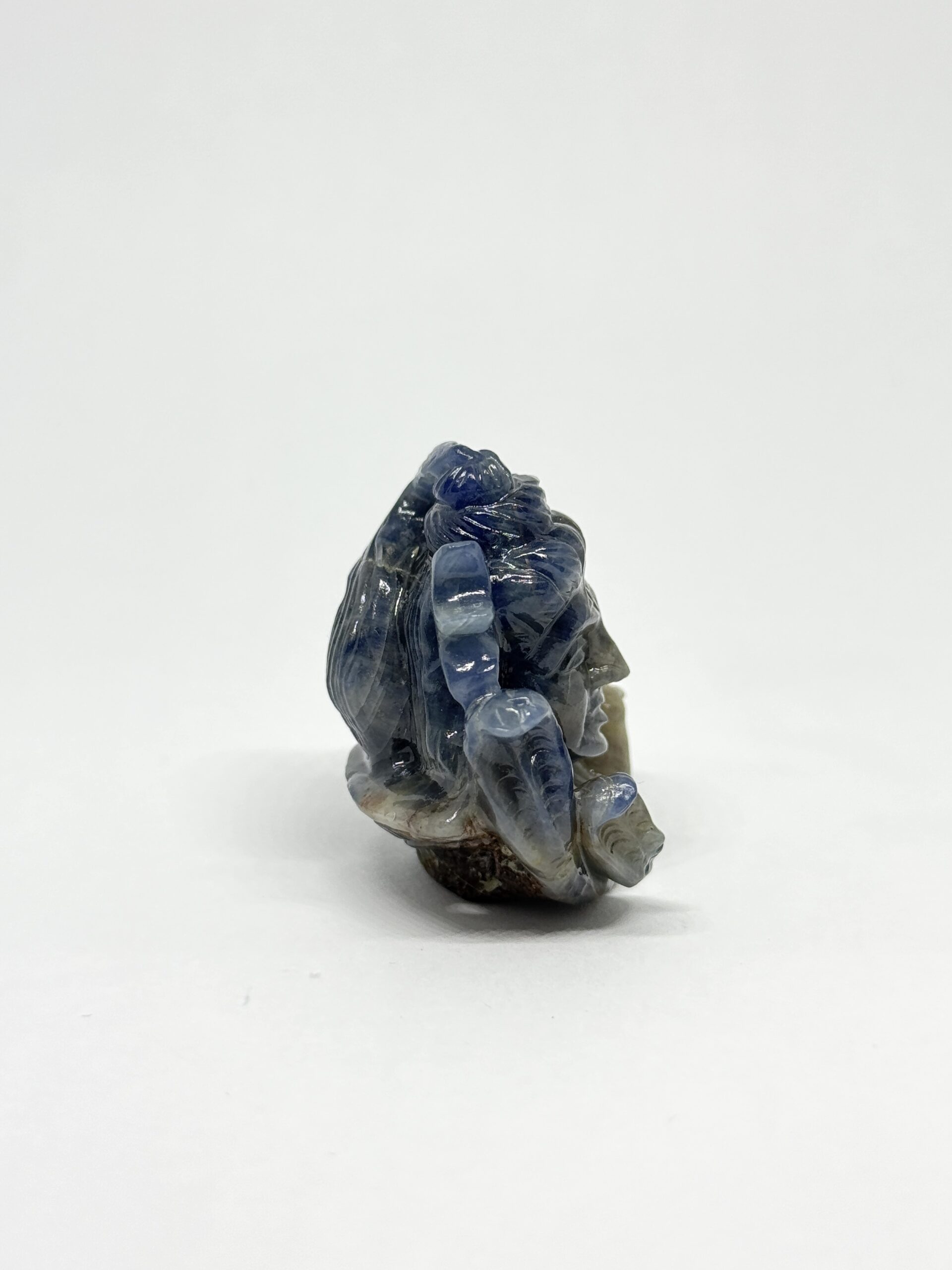 Blue Sapphire Shiva Head Carving Pendant - Image 6