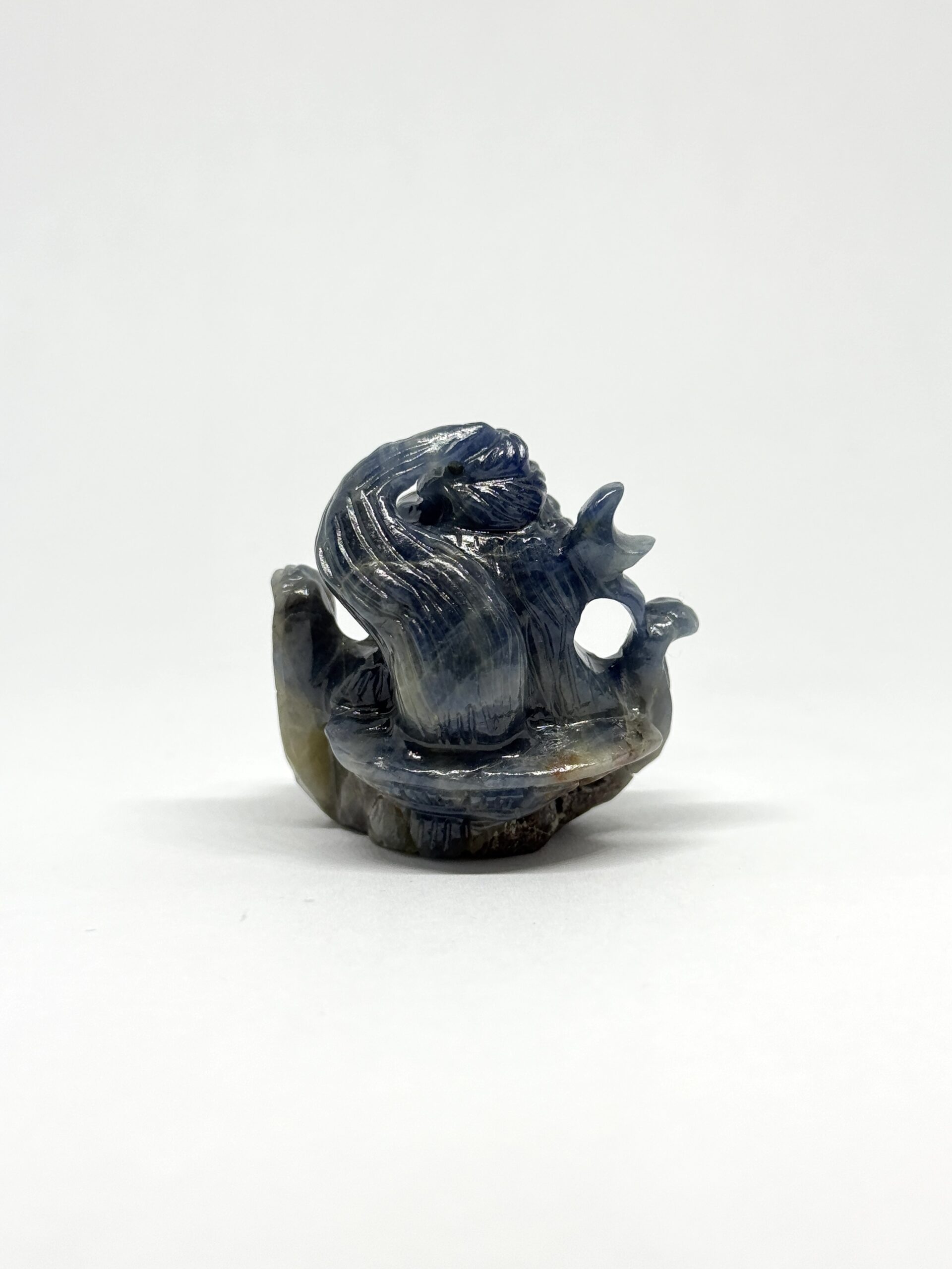 Blue Sapphire Shiva Head Carving Pendant - Image 7