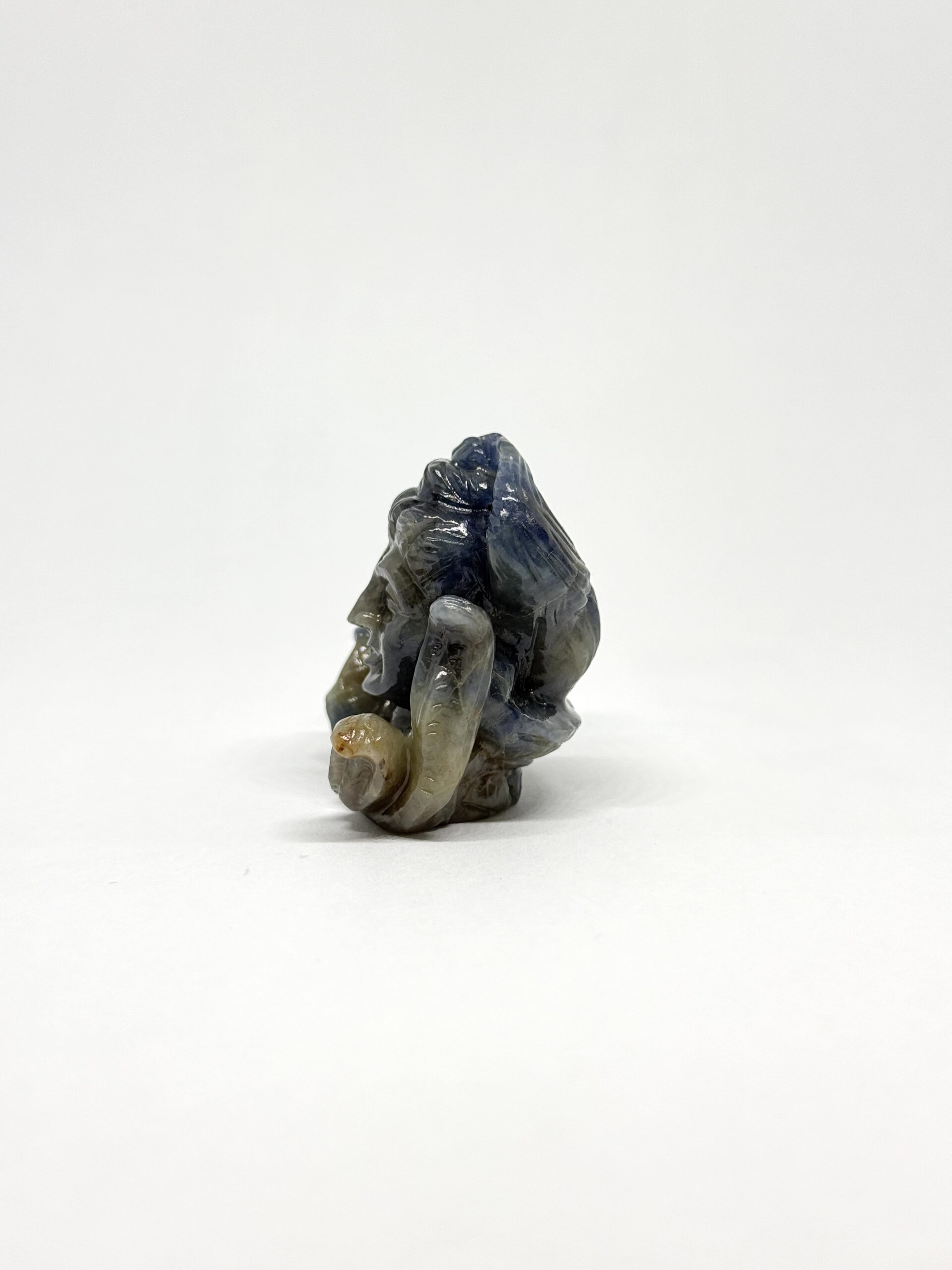Blue Sapphire Shiva Head Carving Pendant - Image 8